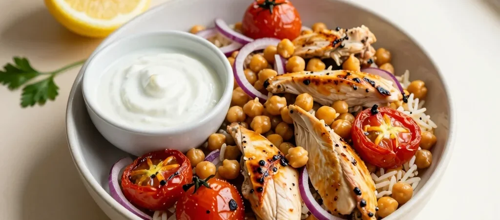 Lemony Chicken and Chickpea Bowls