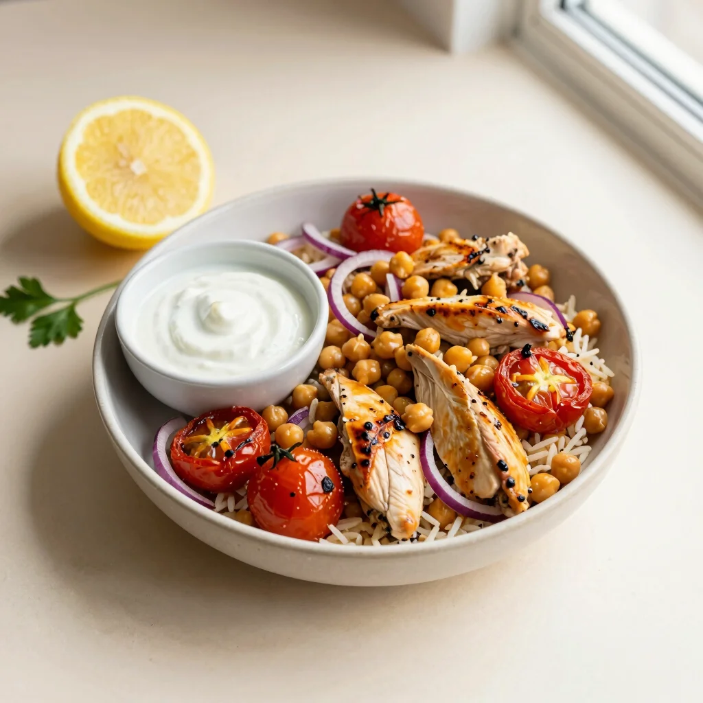 Lemony Chicken and Chickpea Bowls